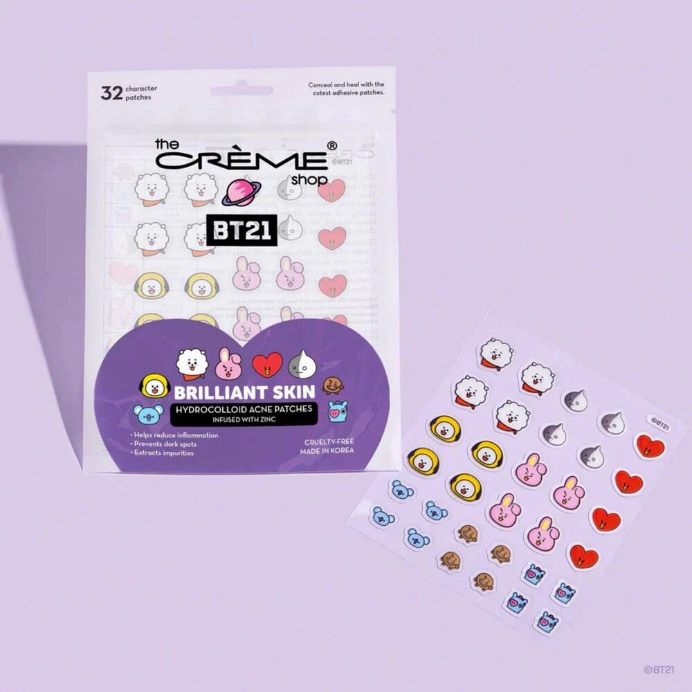 (SET of 2) The Creme Shop BT21 Acne Pimple Patches | Protect & Heal Blemishes